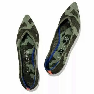 Rothy’s Olive Camo Point Flats sz 8.5